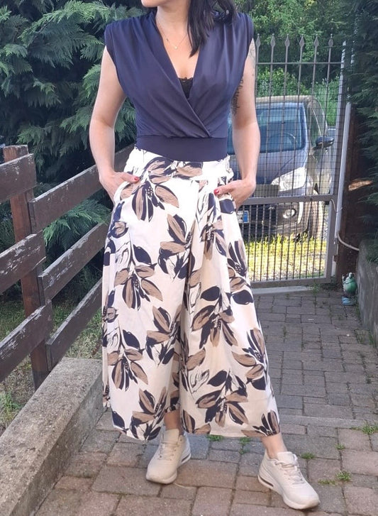 Pantalone culotte floreale